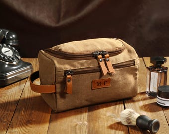 Men's Travel Toiletry Bag, Groomsman Gift, Canvas Toiletry Bag, Anniversary Gift for Men, Christmas Gift for Dad
