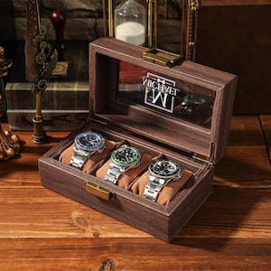 Personalized Watch Storage Case, Engraved Wooden Watch Box, Watch Box for Men, Anniversary Gift, Valentines Gift For Him