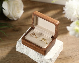 Personalized wedding ring box, wooden double ring box, anniversary gift, engraved ring box, ring bearer box, engagement ring box
