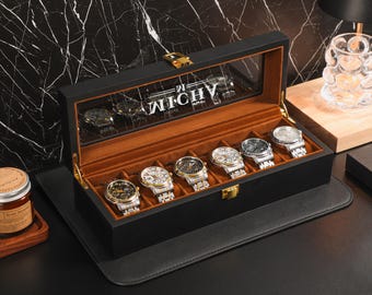 Personalized Watch Storage Case, Engraved Wooden Watch Box, Watch Box for Men, Anniversary Gift, Valentines Gift For Him