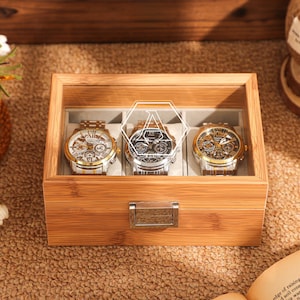 Custom Engraved Watch Box, Watch Storage Box, Valentine&#39;s Day Gift for Men, Anniversary Gift, Birthday Gift