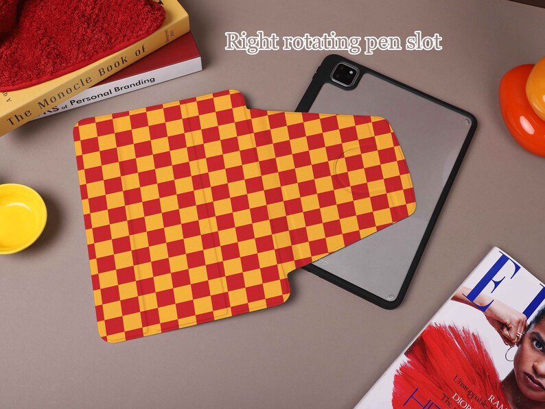 Dark Orange Square Plaid Custom iPad Nom iPad 10/9 Case iPad Mini 6 iPad Air 5/4 Case 2022 iPad Pro 11 Case iPad 12.9 Case iPad 10.2 Cover image 5