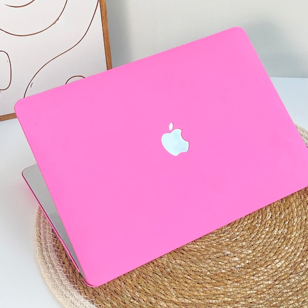 Hot Pink Macbook Case Texte personnalisé Case Coque personnalisée pour Macbook 2022 2021 M2 M1 Chip A2681 A2338 A2442 A2485 Case Cadeau personnalisé