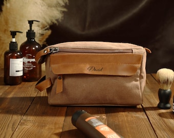 Men's Travel Toiletry Bag, Groomsman Gift, Canvas Toiletry Bag, Anniversary Gift For Men, Anniversary Gift For Him