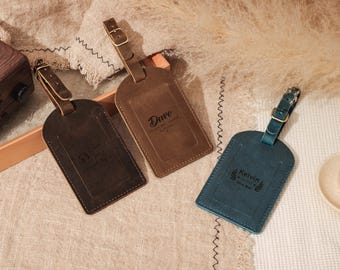 Personalized Leather Luggage Tags, Travel Gifts, Luggage Tag Favor, Leather Accessories, Wedding Favors, Groomsmen Gift