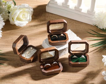 Personalized engraved wooden ring box, wedding ring box, wooden double ring box, ring bearer box, engagement ring box, anniversary gift