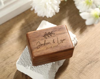 Personalized wedding ring box, wooden double ring box, anniversary gift, engraved ring box, ring bearer box, engagement ring box