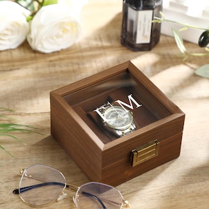 Personalized watch box for men, wooden watch box, groomsmen gifts, Valentine&#39;s Day gift for him, anniversary gift
