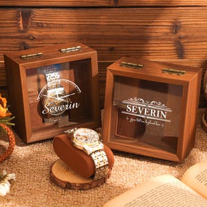 Gepersonaliseerde gegraveerde houten horlogedoos, horlogedoos voor mannen, horlogeopbergdoos, cadeau voor man, cadeau voor vader
