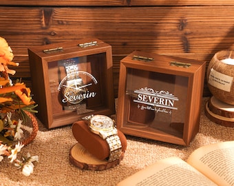 Personalized Engraved Wooden Watch Box, Watch Case For Men, Watch Storage Box, Gift For Husband, Gift For Father