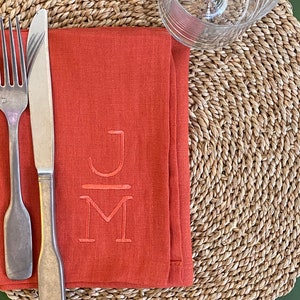 Monogrammed Linen Dinner Napkins Personalized Custom Napkins image 7