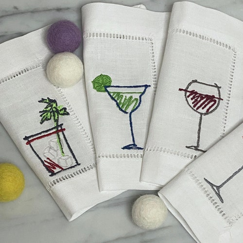Aperol Spritz Cocktail Napkins Bar Cart Decor Linen Cocktail Etsy