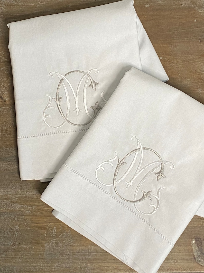 Embroidered Pillow Cases Set of 2 Engagement Gift Bridal Etsy