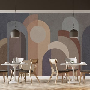 Geometric Shapes Wallpaper | Peel and Stick | Abstract Wallpaper | Modern Wallpaper | Art Deco Wallpaper | Geometric Mural | Wall Decor