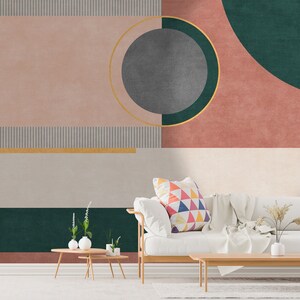 Geometric Shapes Mural | Peel and Stick | Abstract Wallpaper | Modern Wallpaper | Wall Decore | Geometric Shapes Wallpaper | Art Deco