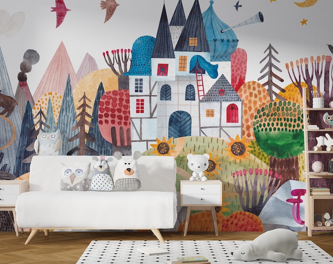 Canvas WALLPAPER Mural, MARLEY Peel & Stick Textured Wallpaper, Kids ...