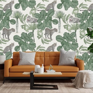 Leopard Wallpaper | Peel and Stick | Removable | Nature Wallpaper | Wallpaper | Tropical Wallpaper | Leopard Decor