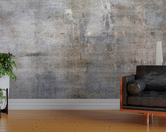 Papel tapiz de hormigón gris sucio: textura vintage, despegar y pegar