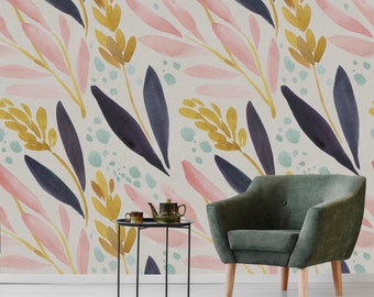 Floral Watercolor Wallpaper: Peel and Stick Wall Mural