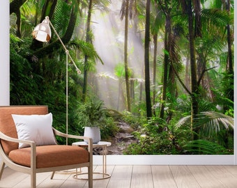 Jungle Wallpaper: Tropical Rainforest Mural Peel and Stick Removable Textile Traditional Non Woven