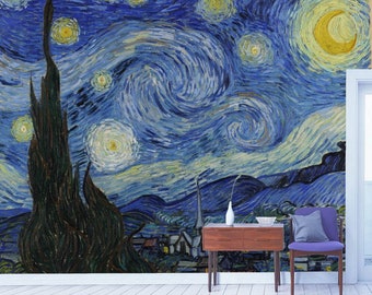 Papel pintado de la Noche Estrellada de Van Gogh: autoadhesivo, Art Déco extraíble