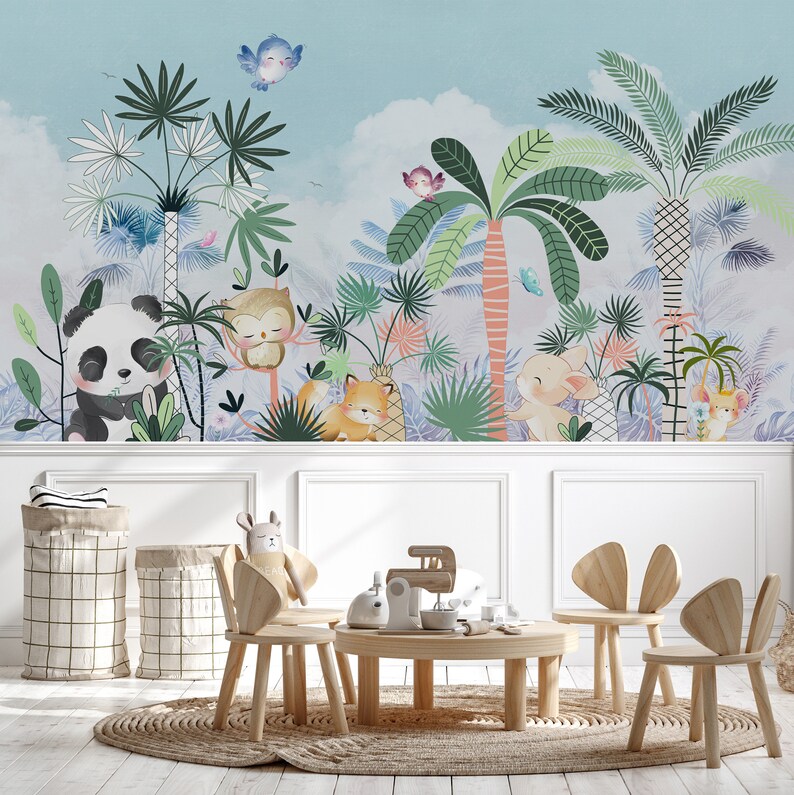 Forest Animals Wallpaper Mural: Peel and Stick Nursery Decor - Etsy