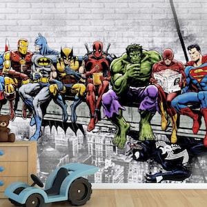 Kid Room Wallpaper | Superhero Wall Decal | Peel and Stick | Removable ...