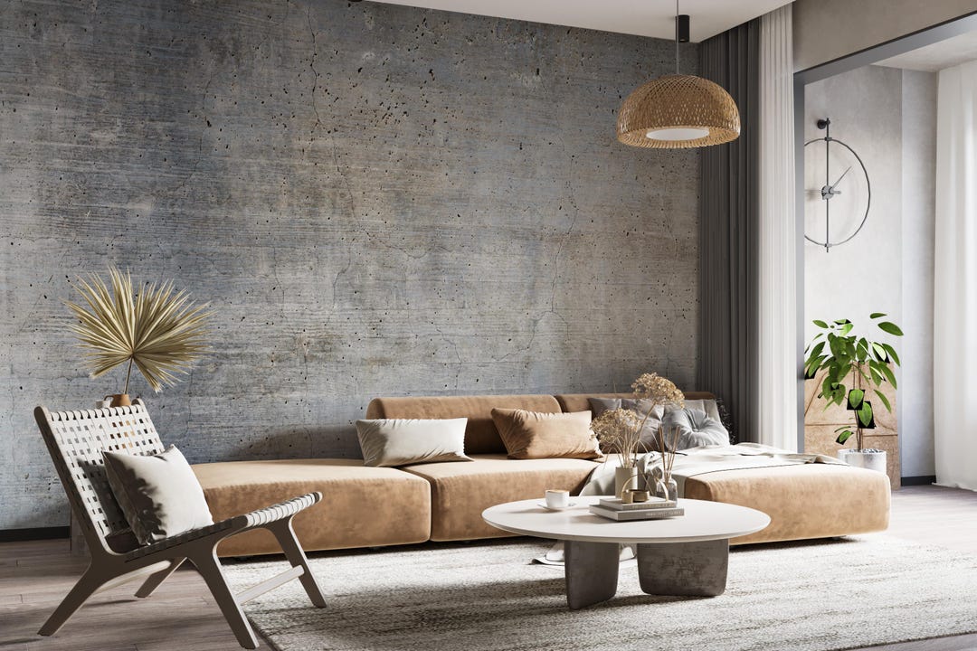 Concrete Look Wallpaper | Peel and Stick Removable | Modern Wall Decor ...