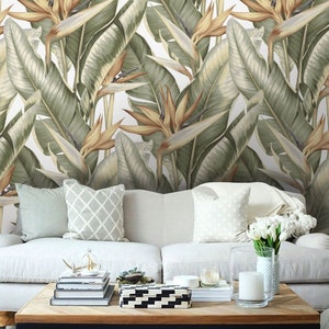 Banana Leaves Wallpaper Peel and Stick Tropical Wallpaper Wall Decore