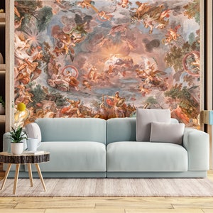 Renaissance Kunst Tapete | Schälen und Aufkleben | Decke Wallpaper | Renaissance Wandbild | Art Deco Tapete | Renaissance, Freskokunst
