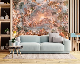 Renaissance Art Wallpaper | Peel and Stick | Ceiling Wallpaper | Renaissance Wall Decore | Art Deco Wallpaper | Renaissance, Fresco Art
