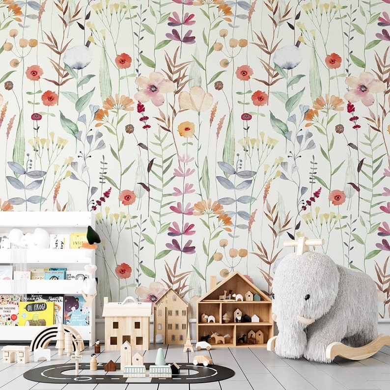 Spring Flowers Wallpaper peel and Stick removable wall - Etsy