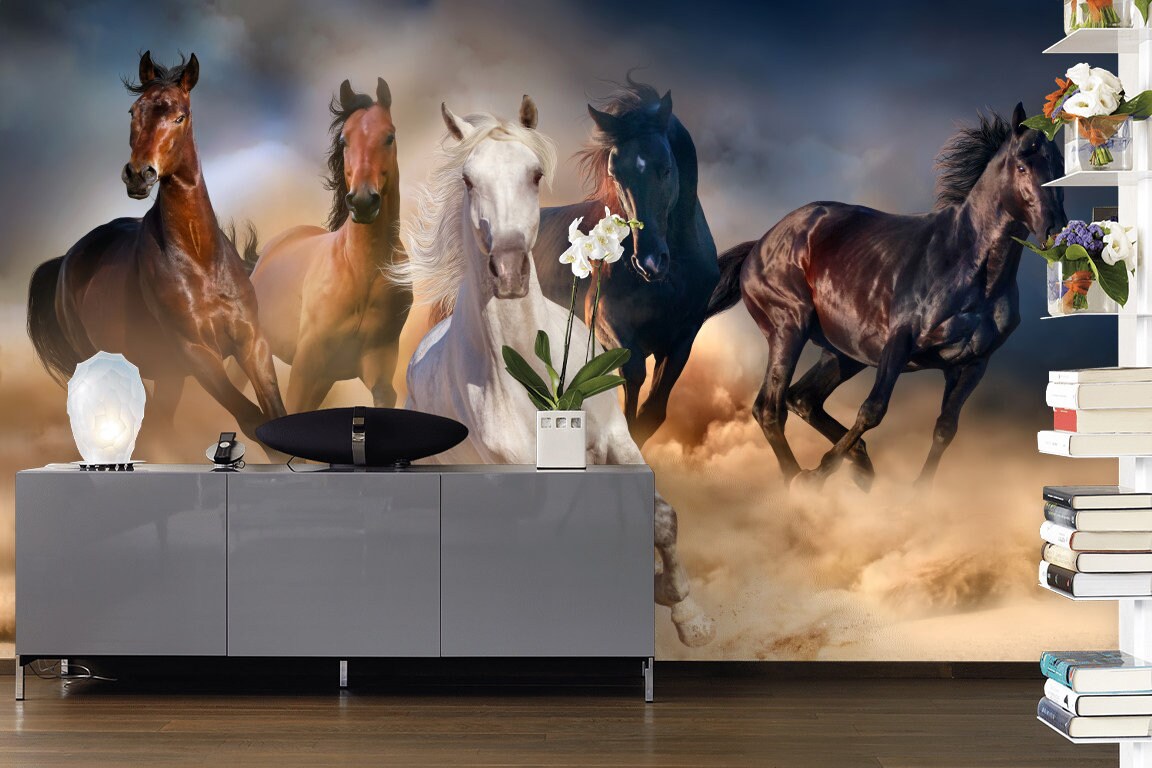 White Horse Wall Mural, Wild Horse Self Adhesive Peel & Stick - View #13