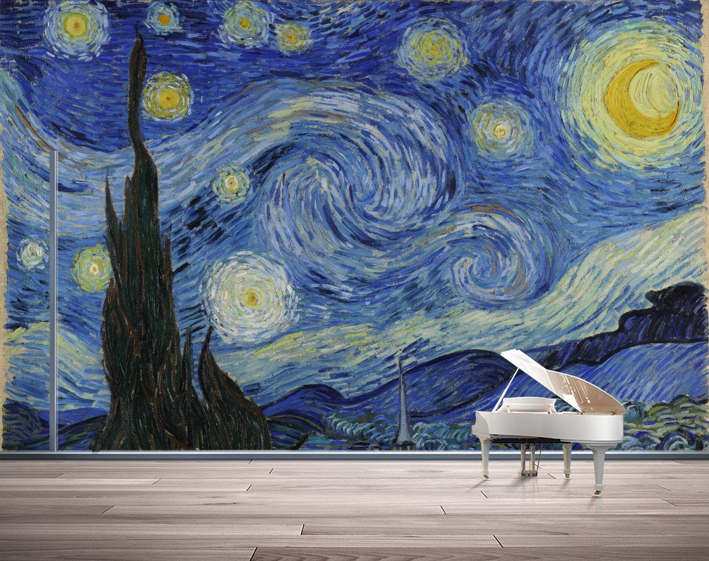 星月夜のヴァン・ゴッホの壁紙 | 剥がして貼るだけ | 取り外し