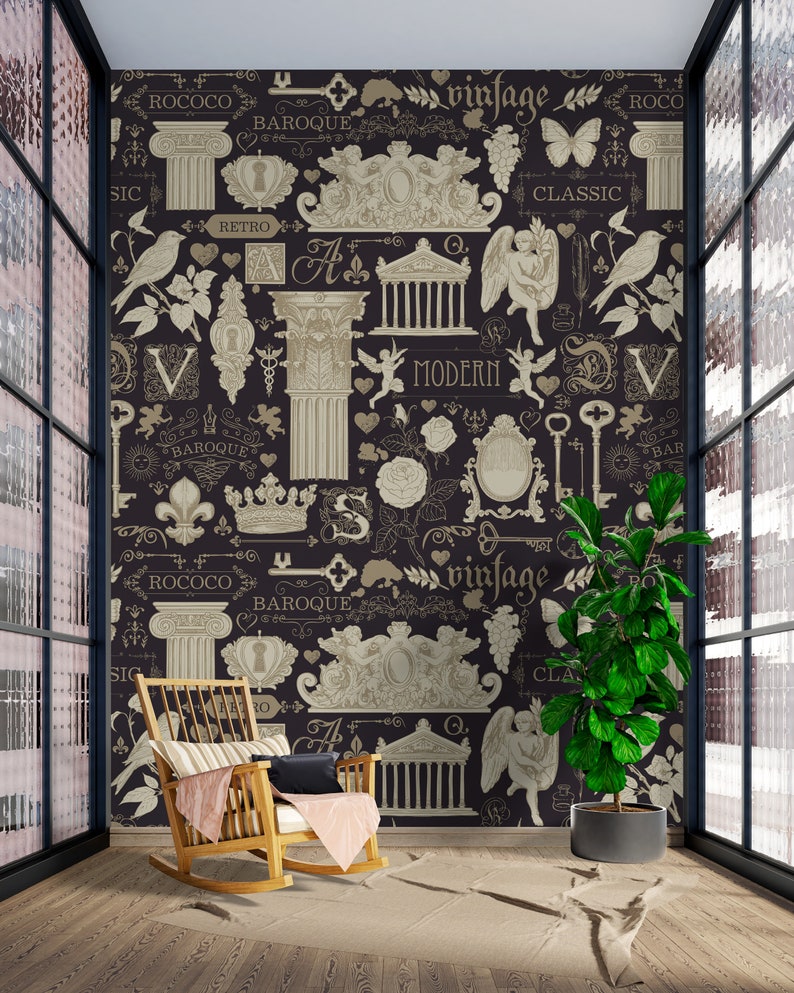 Buy Antiques Wallpaper Vintage Art Objects Peel and Stick Retro