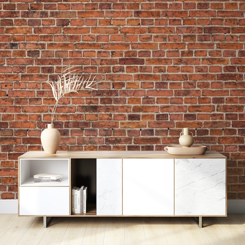 Brick Peel and Stick Wallpaper: Vintage Stone Wall Mural - Etsy