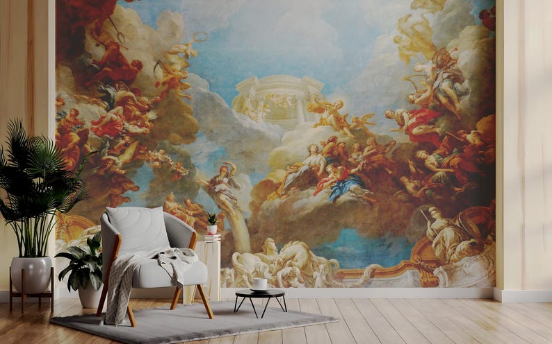 Carta da parati staccabile e adesiva con motivo rinascimentale: decorazione del soffitto di Versailles immagine 10