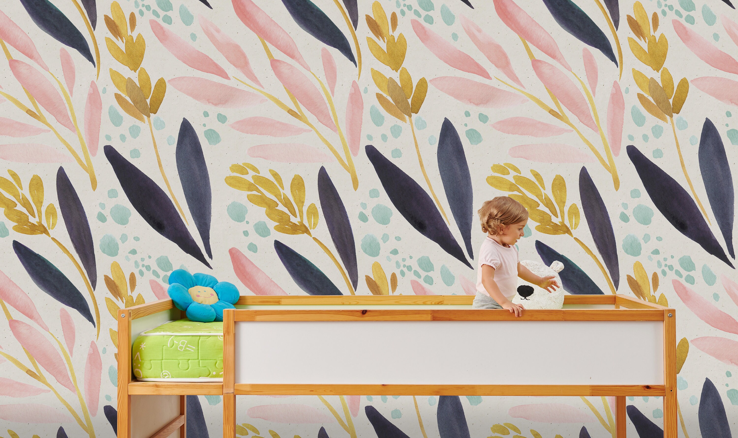 Floral Watercolor Wallpaper: Peel and Stick Wall Mural - Etsy