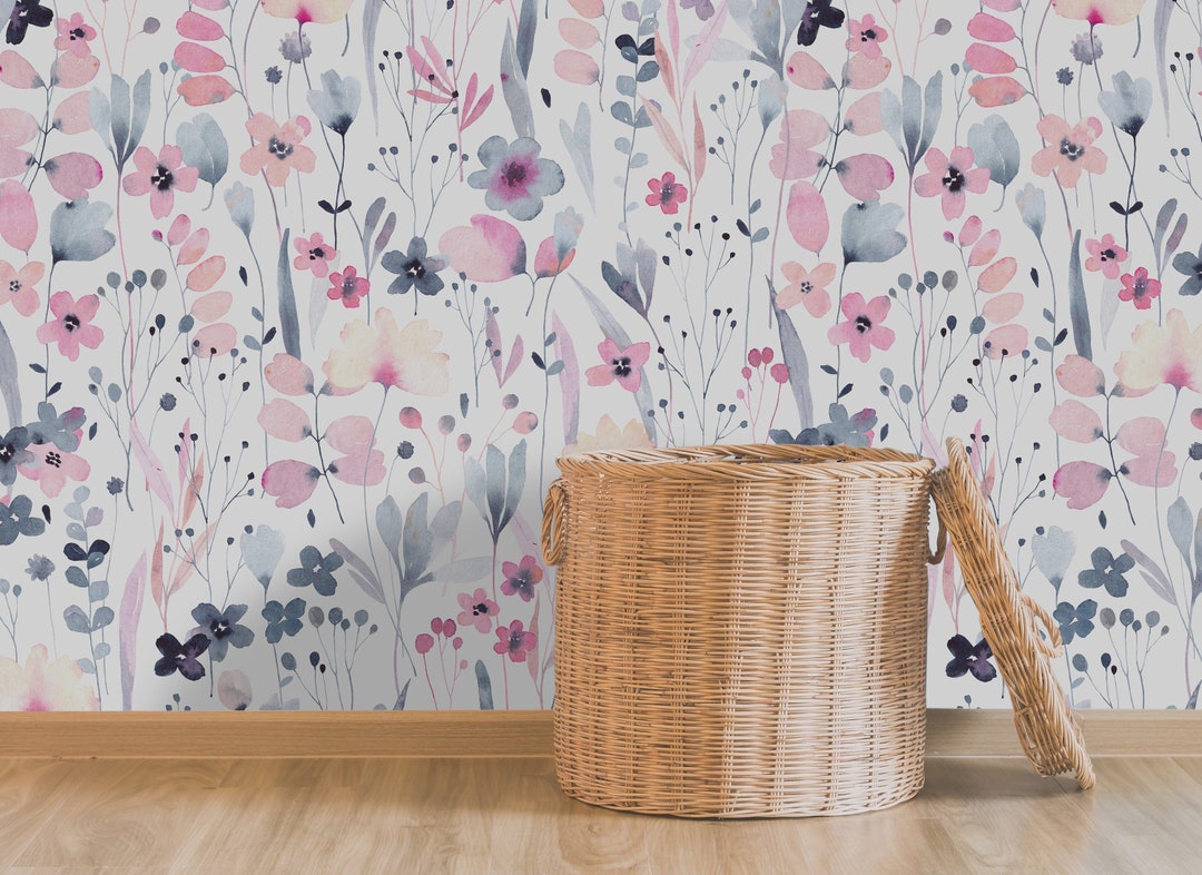 Pastel Floral Wallpaper: Peel and Stick Summer Garden Decor - Etsy