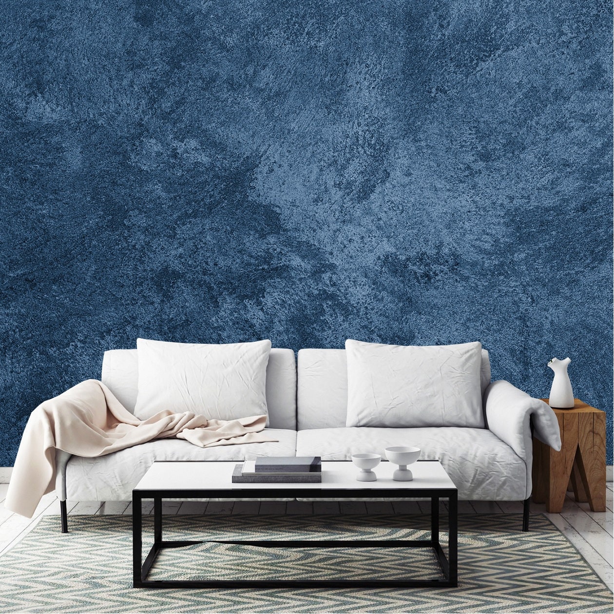 Blue Concrete Wallpaper concrete Texture wall Decore peel Etsy