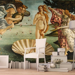 The Birth of Venus | Sandro Botticelli | Peel and Stick | Wall Decore | Art Deco Wallpaper | Renaissance Wall Mural | Fresco Art | 1480s