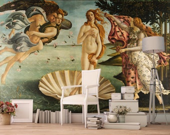 The Birth of Venus | Sandro Botticelli | Peel and Stick | Wall Decore | Art Deco Wallpaper | Renaissance Wall Mural | Fresco Art | 1480s
