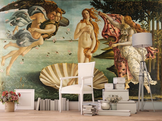Birth of Venus Wallpaper: Renaissance Art Deco Peel and Stick Wall Mural