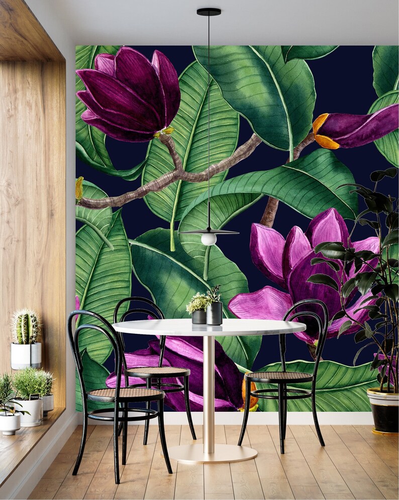 Botanical Leaves removable Wallpaper peel and Stick Etsy