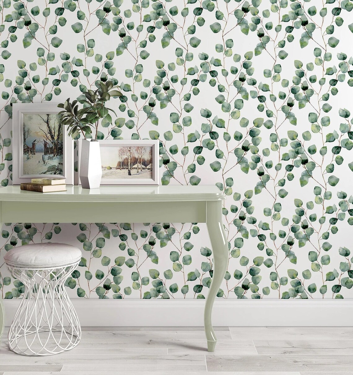Green Leaves Wallpaper Peel and Stick Wall Decore - Etsy