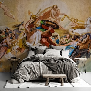 Murale con affresco / Stacca e incolla / Carta da parati per soffitto / Murale rinascimentale / Carta da parati Art Deco / Carta da parati rinascimentale / Decorazione della stanza