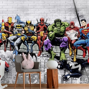 Kid Room Wallpaper | Superhero Wall Decal | Peel and Stick | Removable ...