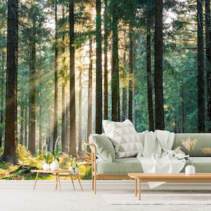 Forest Wallpaper Mural: Peel and Stick Removable Wall Decor - Etsy