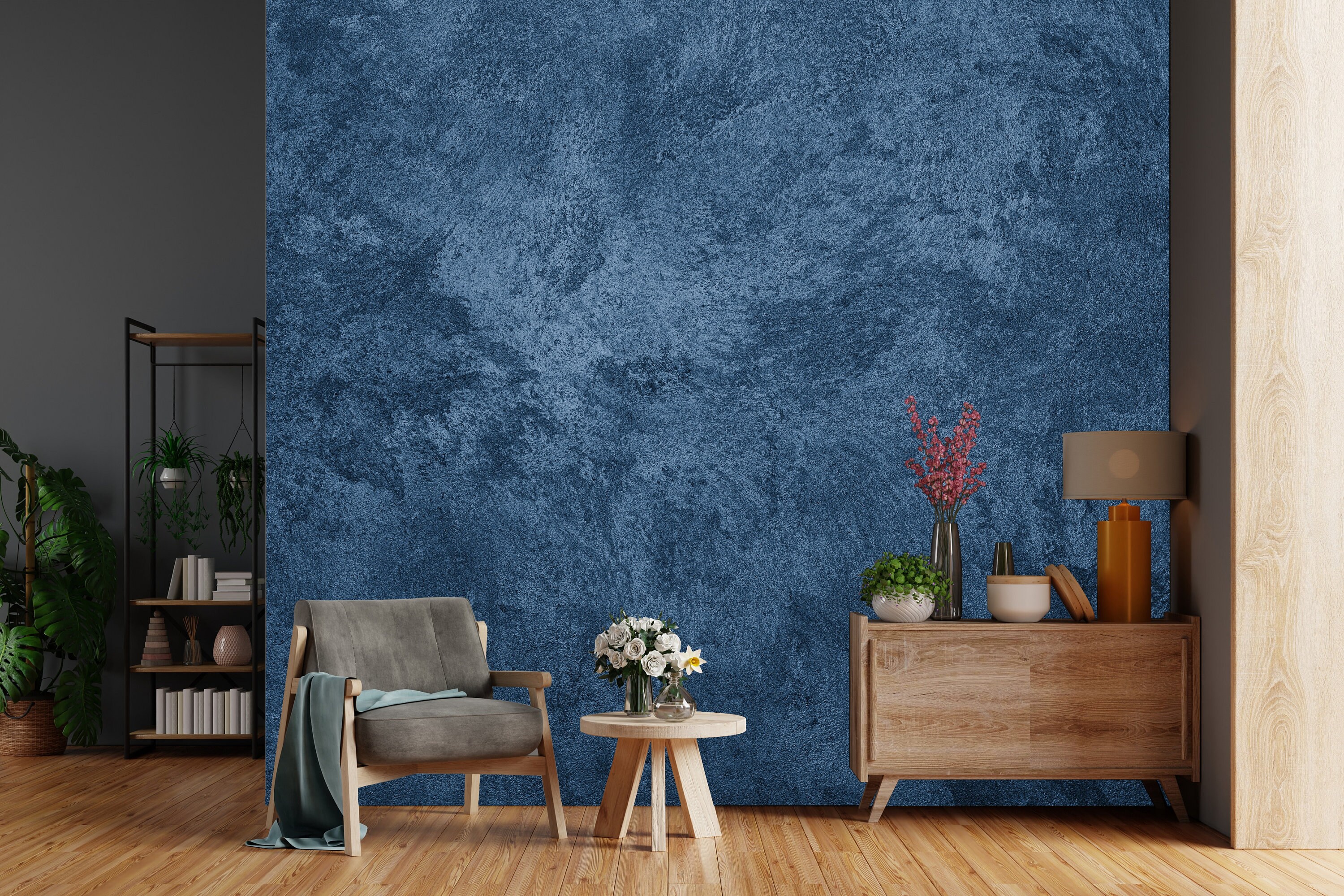 Blue Concrete Wallpaper concrete Texture wall Decore peel Etsy