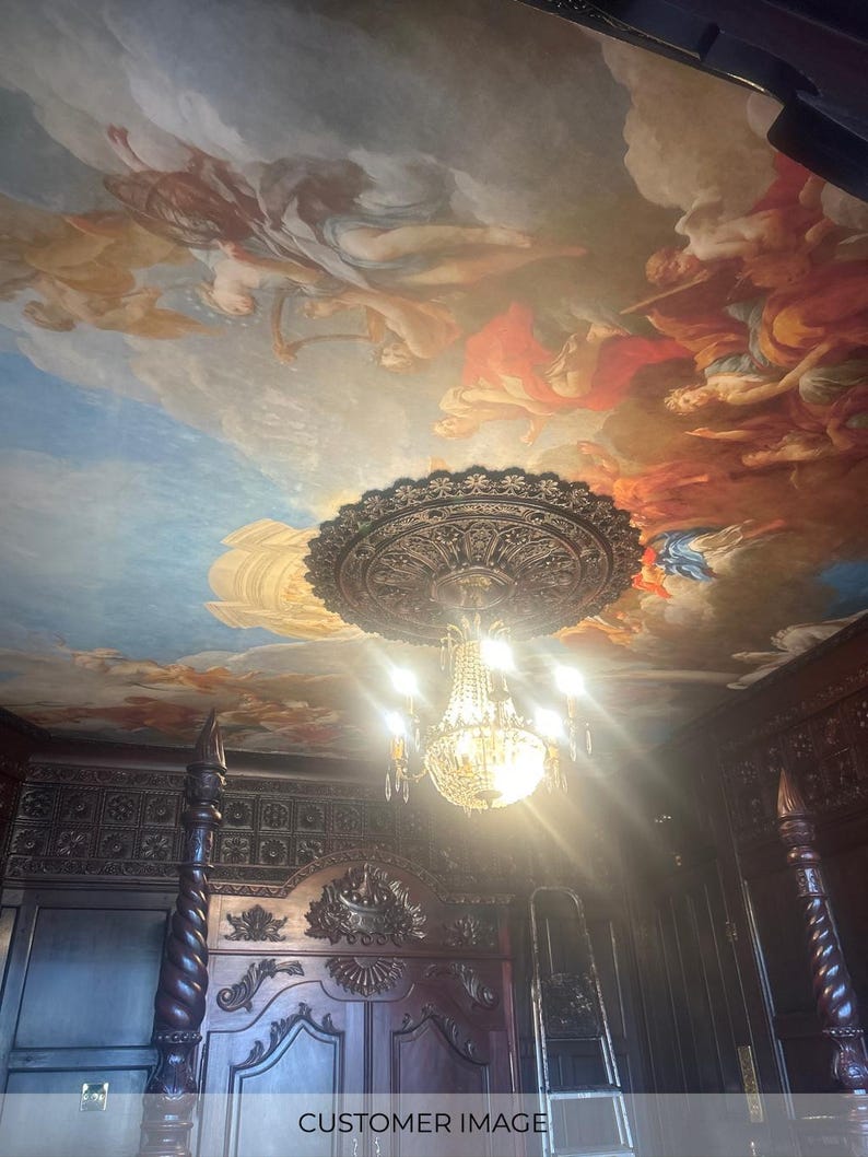 Carta da parati staccabile e adesiva con motivo rinascimentale: decorazione del soffitto di Versailles immagine 9